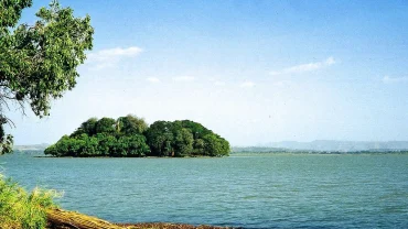 Panoramic view of Lake Tana and its islands.